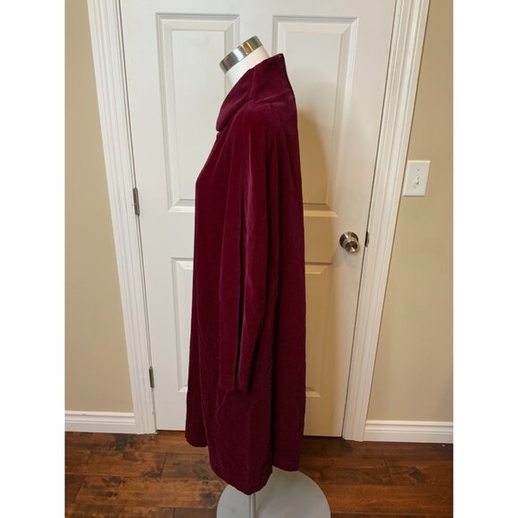 Comme Des Garcons 2D Burgundy Velvet Peter Pan Collar Shift Dress, Size Medium - Picture 4 of 7